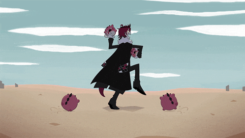 a drawing of a person holding a bouquet of flowers in front of a cloudy sky