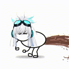 a cartoon of a girl wearing headphones and goggles standing next to a pile of dirt