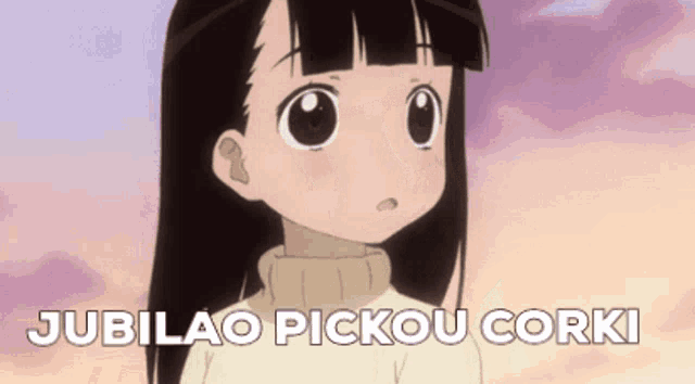 a picture of a girl with the words jubilao pickou corki above her