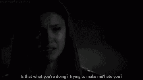 a black and white photo of a woman crying with the words is that what you 're doing trying to make me hate you ..