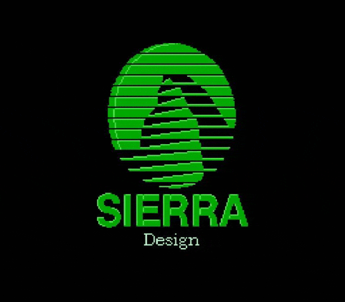 a logo for sierra design with a green circle on a black background .
