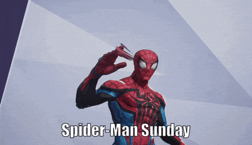a picture of a spider-man with the words spider-man sunday below him