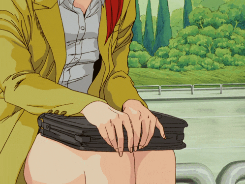 a cartoon drawing of a woman holding a briefcase