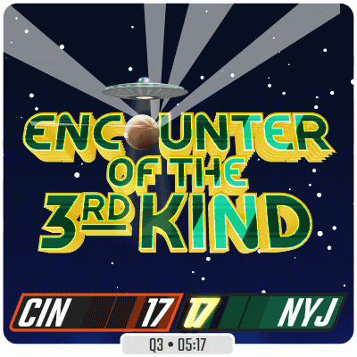 a poster that says encounter of the 3rd kind with a spaceship in the background