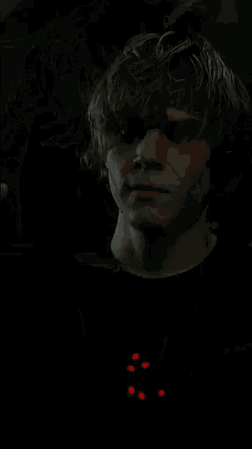 a man with a skull painted on his face and neck .