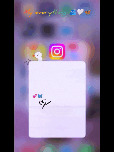a phone screen with the instagram icon and the words my everything above it
