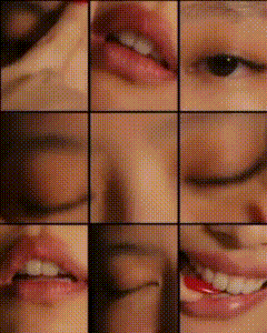 a collage of images of a woman 's face , including her eyes and mouth .