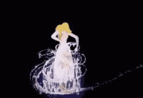 a cartoon of a princess in a white dress with her arms in the air