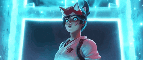a woman wearing a fox headband and a kimono