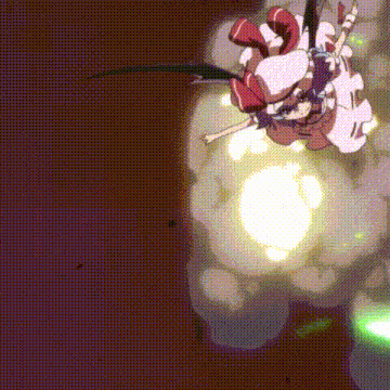 a cartoon character is flying through the air while holding a sword in her hand .