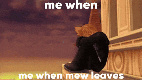 a picture of a cat with the words me when me when mew leaves on the bottom