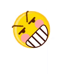a yellow smiley face with a big smile and a big mouth is making a funny face .