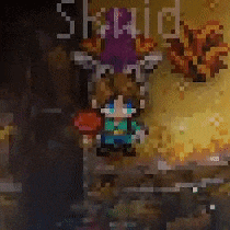 a pixel art of a person with the word raid on the bottom right