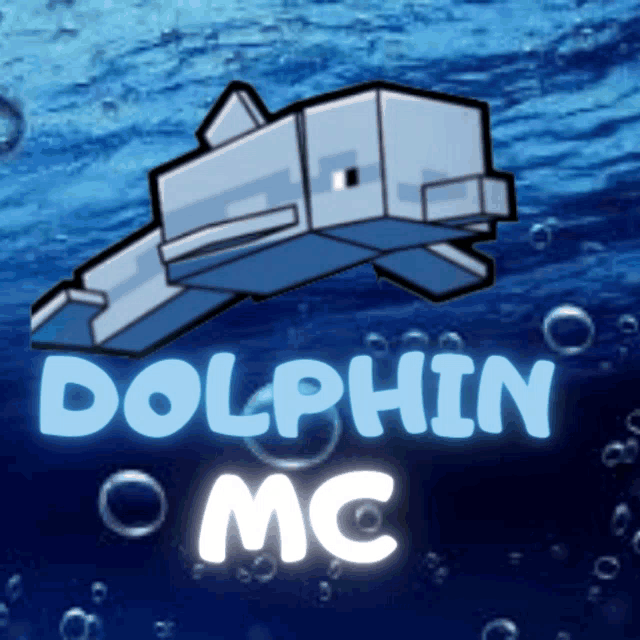a logo for dolphin mc shows a dolphin in the water