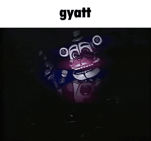 a picture of a robot in the dark with the word gyatt above it