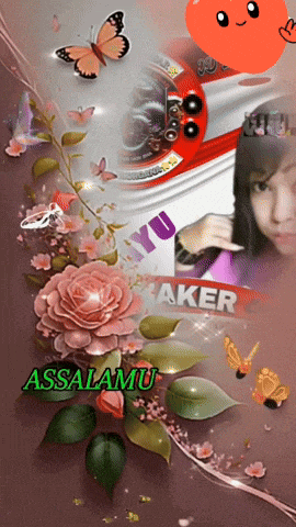 a picture of a girl with flowers and butterflies and the words assalamu