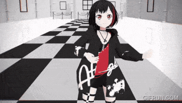 a black and white checkered floor with gierun.com on the bottom right