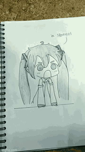 a drawing of a girl with pigtails and the words " in spanyol "