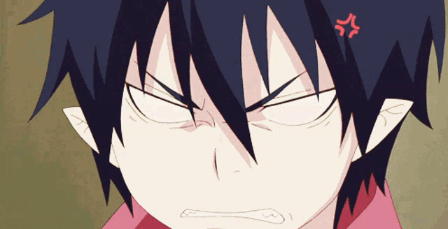 a close up of a cartoon character with an angry expression on his face