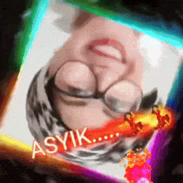 a picture of a woman wearing glasses and a hijab with the name asyik written on it