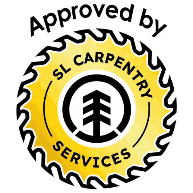 a logo for sl carpentery services shows a tree in the center