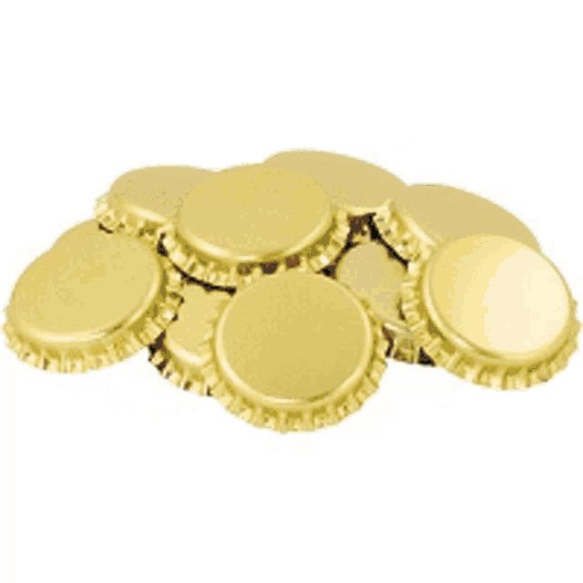 four bottle caps with beer glasses on them are stacked on top of each other