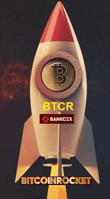 a picture of a rocket with a btcr logo on it