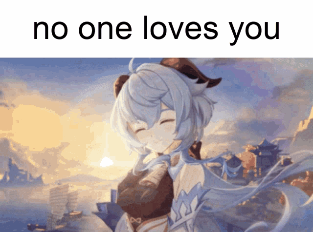 a picture of a girl with horns and the words " no one loves you "