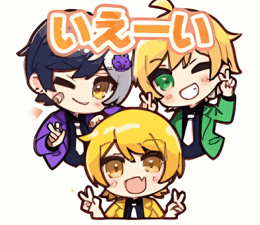 a group of anime characters with the word ii-e-i written above them