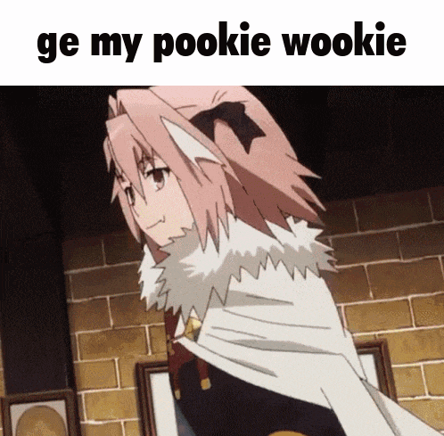 a picture of a girl with the words ge my pookie wookie