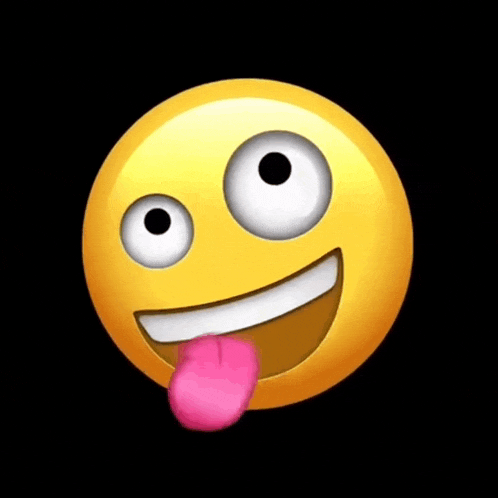 a smiley face with its tongue sticking out on a black background
