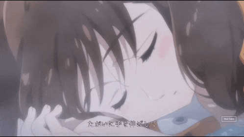 a close up of a girl 's face with a stop query button below it