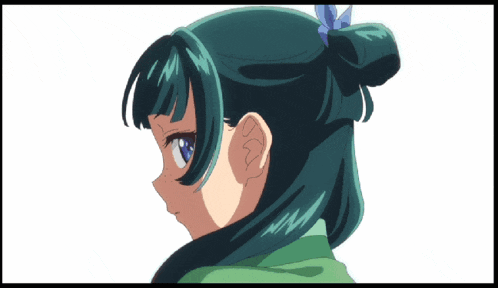 a drawing of a girl with blue eyes and green hair