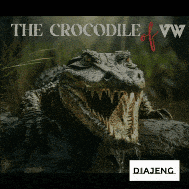 a picture of a crocodile with the words the crocodile of vw below it