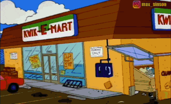 a kwik e-mart store with a sign that says duff