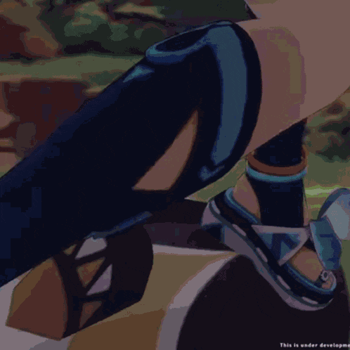 a close up of a person 's legs in a video game with the words this is under development on the bottom
