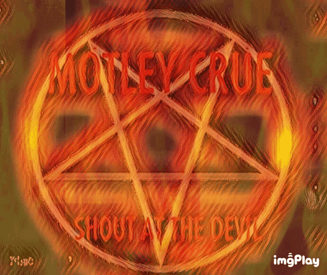 a poster for motley crue shout at the devil with a pentagram