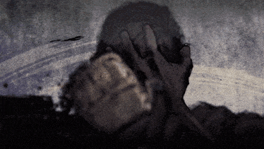 a drawing of a person covering their face with a hand