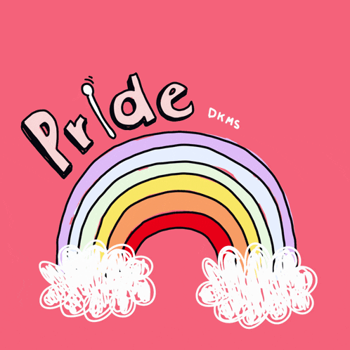 a pink background with a rainbow and the word pride