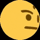 a close up of a yellow smiley face with a slight smirk on its face on a black background .