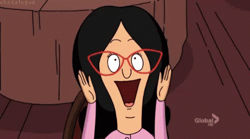 a cartoon character from bob 's burgers has a surprised expression on her face