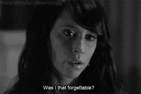 a black and white photo of a woman with the caption was i that forgettable