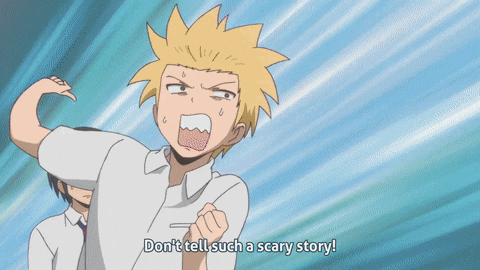 a man in a white shirt and tie says do n't tell such a scary story