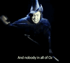 a picture of a witch with the words and nobody in all of oz below her
