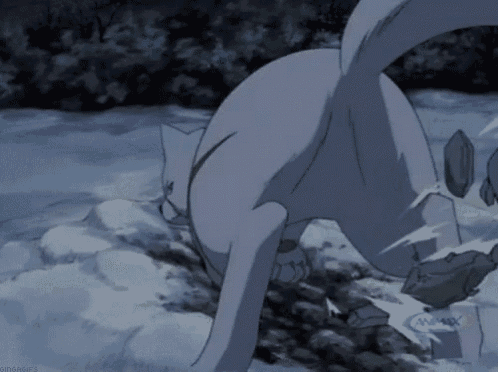 a cat is crawling in the snow with a watermark that says animax