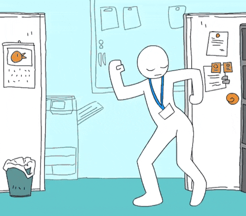 a cartoon drawing of a man sitting in front of a fridge