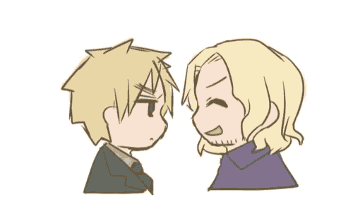 a cartoon drawing of two men looking at each other with a hand drawn letter o above them