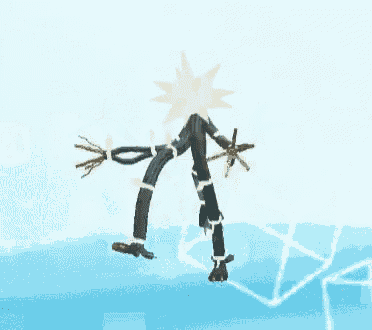 a cartoon character is flying through the air with a star on its head .