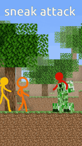 a poster for a game called sneak attack shows a creeper and two stick figures