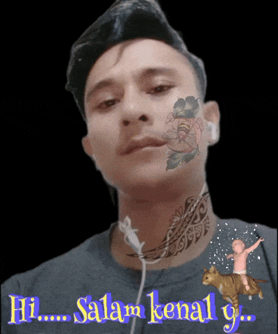 a picture of a man with a tattoo on his face and the words hi salam kenal